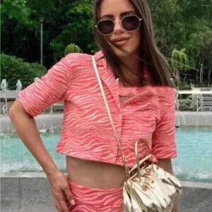 Zara Pink Zebra Print Crop Top